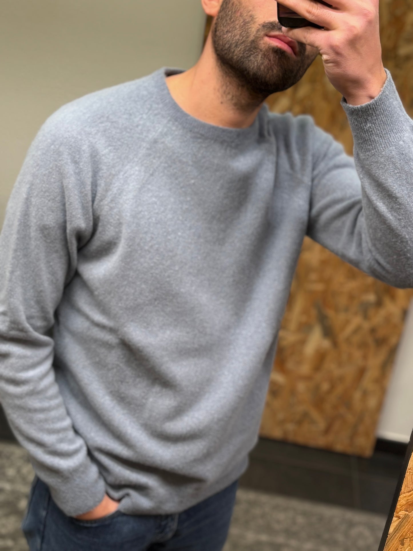 Maglia paricollo lana azzurro