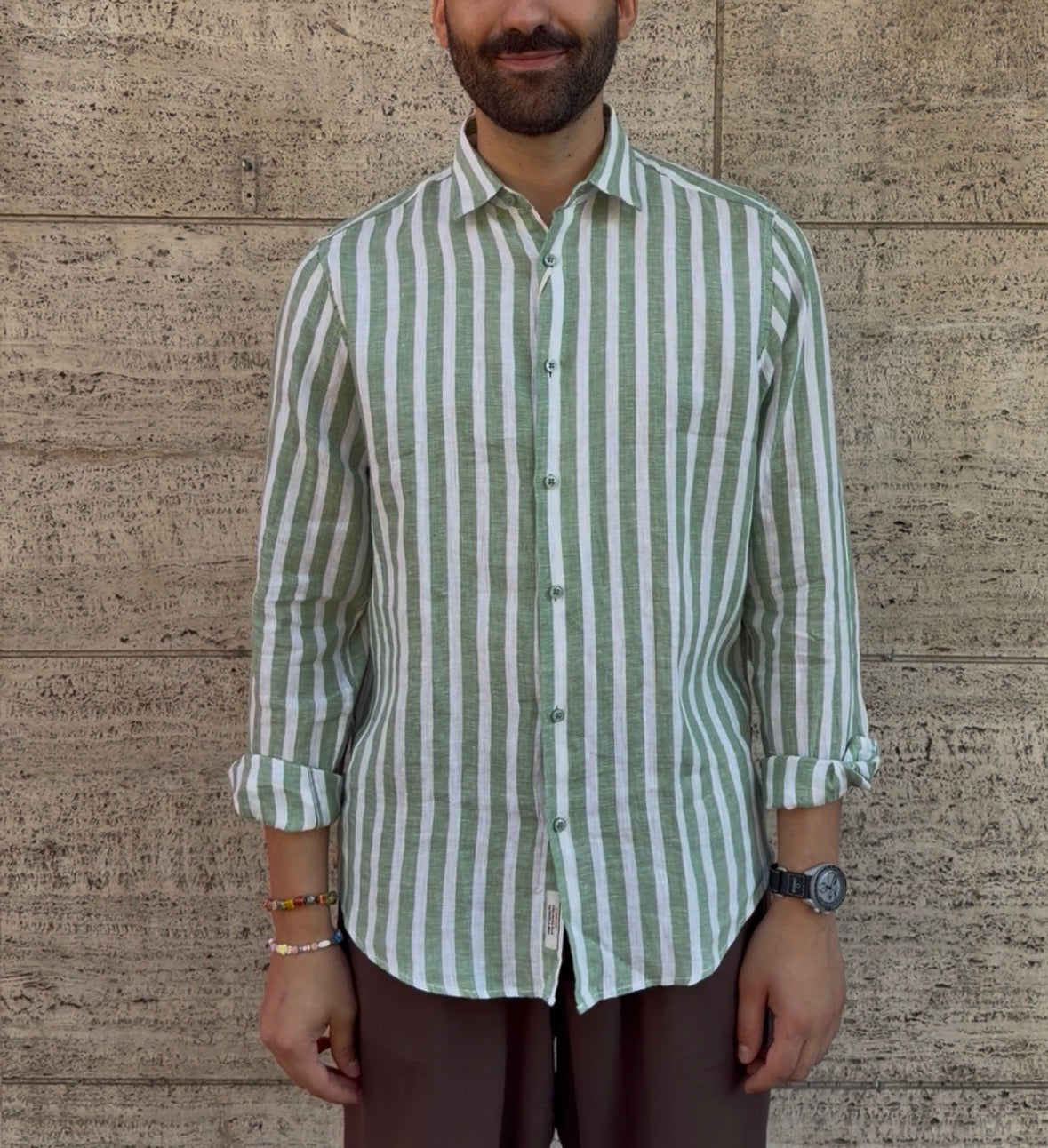 CAMICIA A RIGHE IN LINO