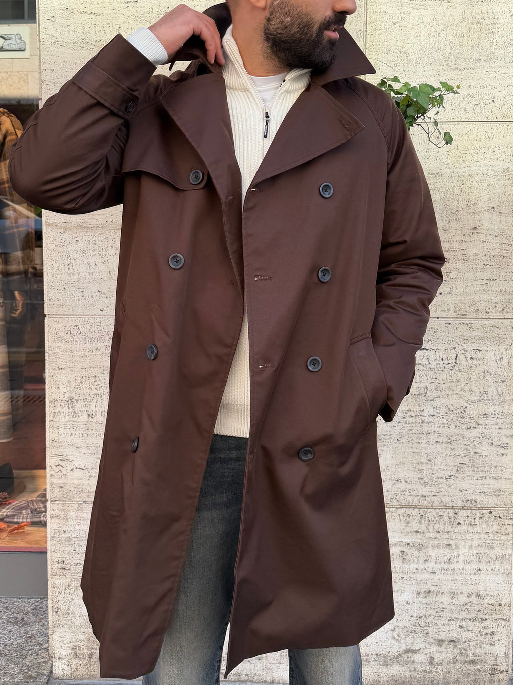 TRENCH MARRONE OVER