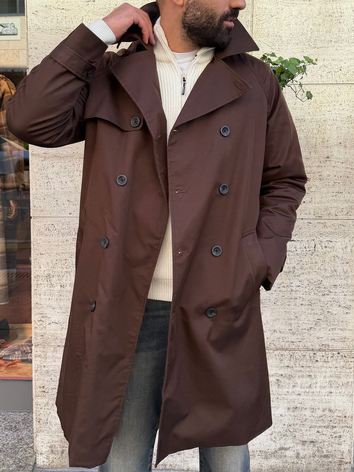 TRENCH MARRONE OVER