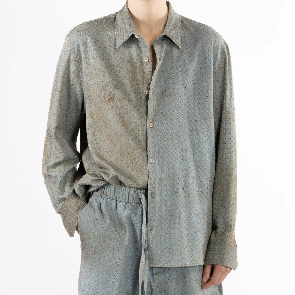 CAMICIA IN COTONE EFFETTO DENIM VISSUTO