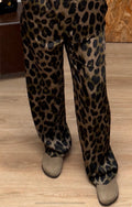 PANTALONI PALAZZO STAMPA ANIMALIER VITA ALTA