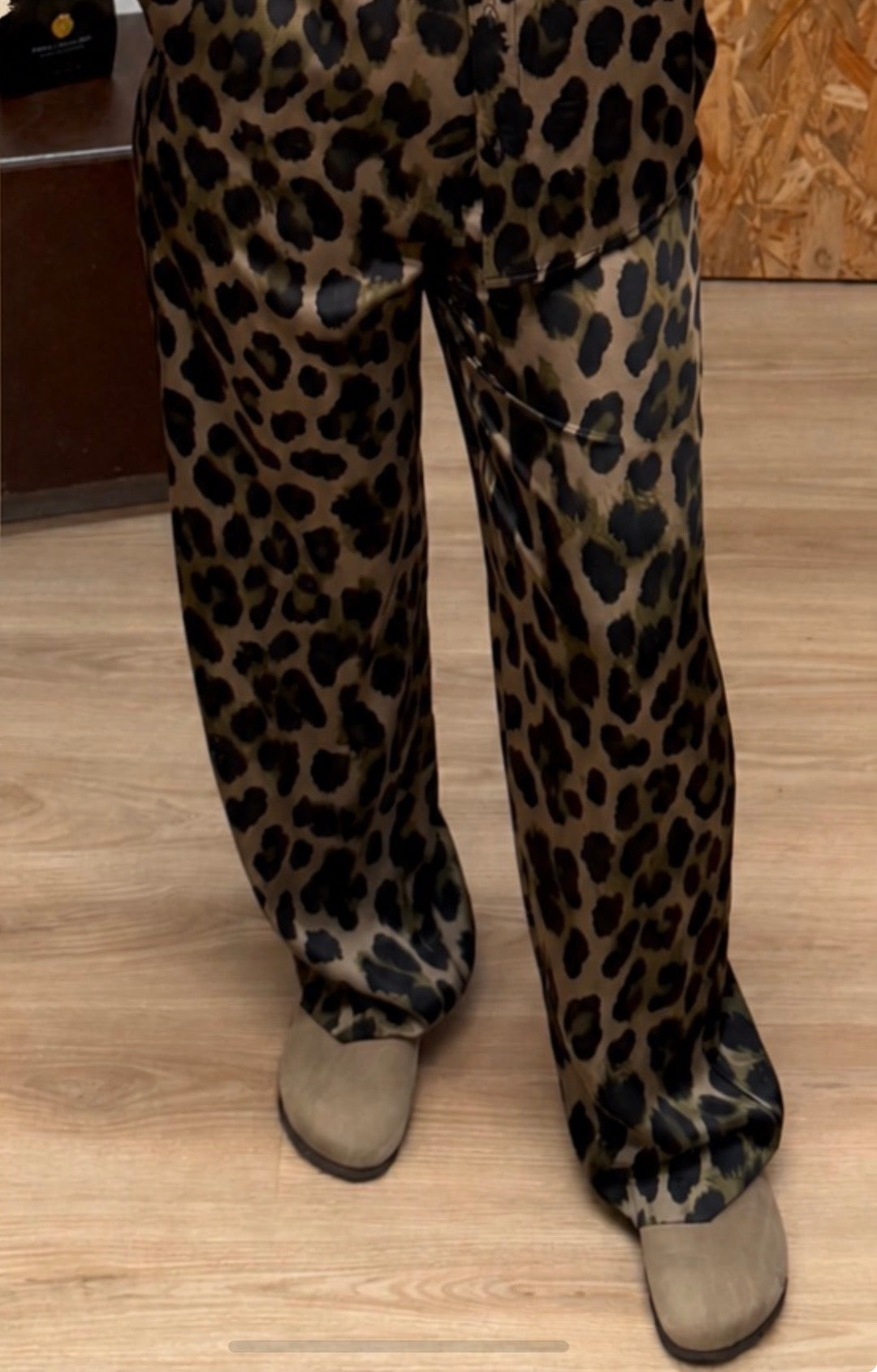 PANTALONI PALAZZO STAMPA ANIMALIER VITA ALTA
