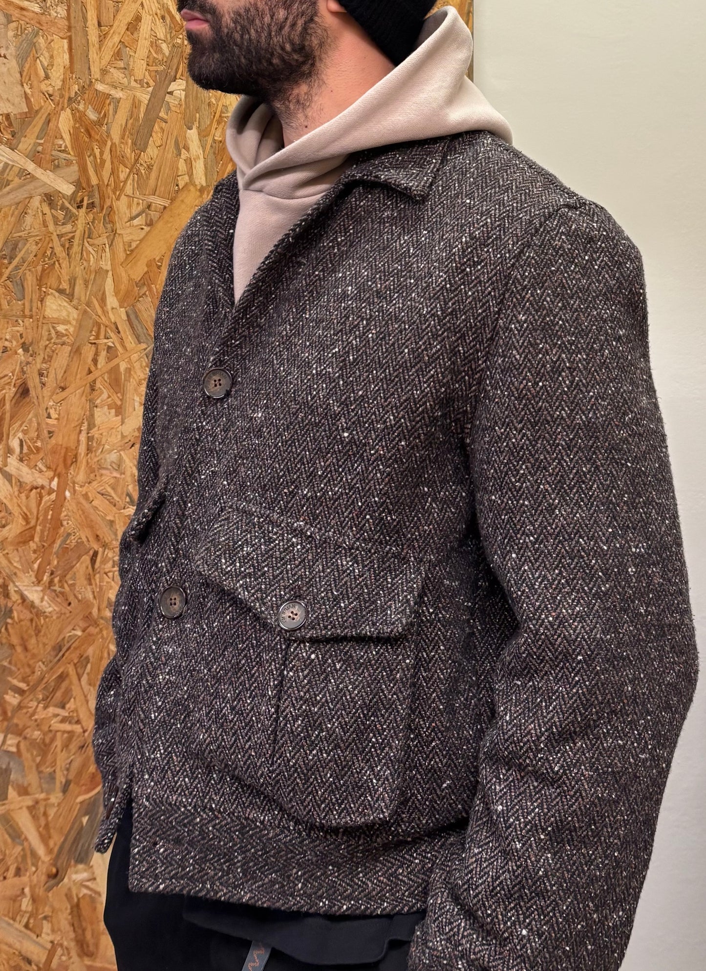 GIACCA IN LANA E SETA CON TASCONI