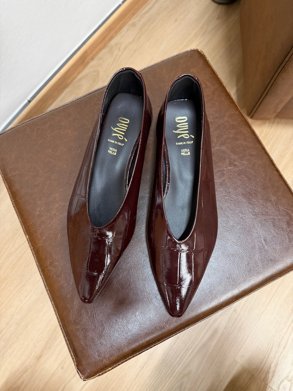 BALLERINE IN VERNICE STAMPA COCCO