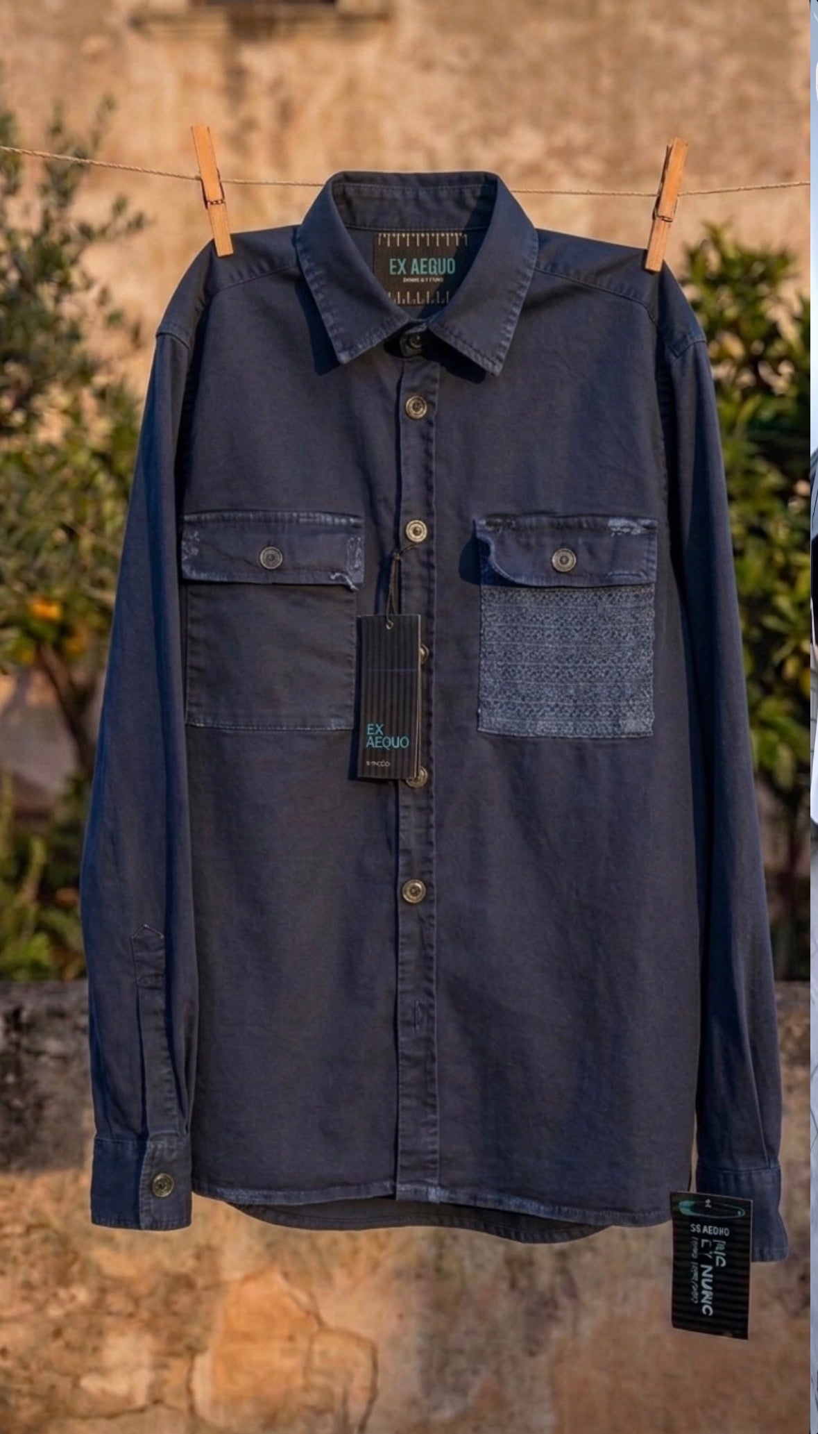 OVER-SHIRT BLU CON RICAMI