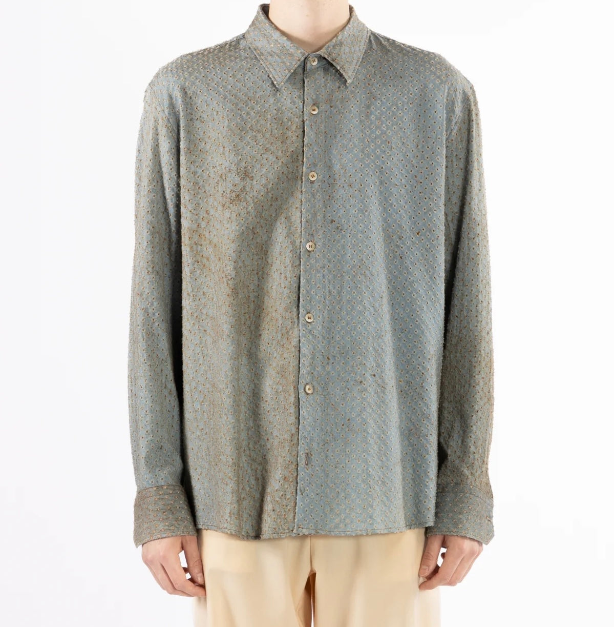 CAMICIA IN COTONE EFFETTO DENIM VISSUTO