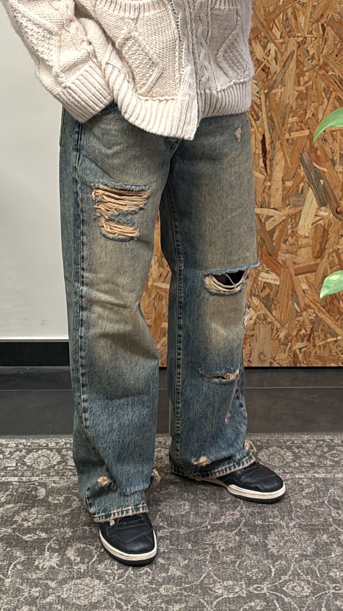 JEANS GAMBA AMPIA EFFETTO SLAVATO