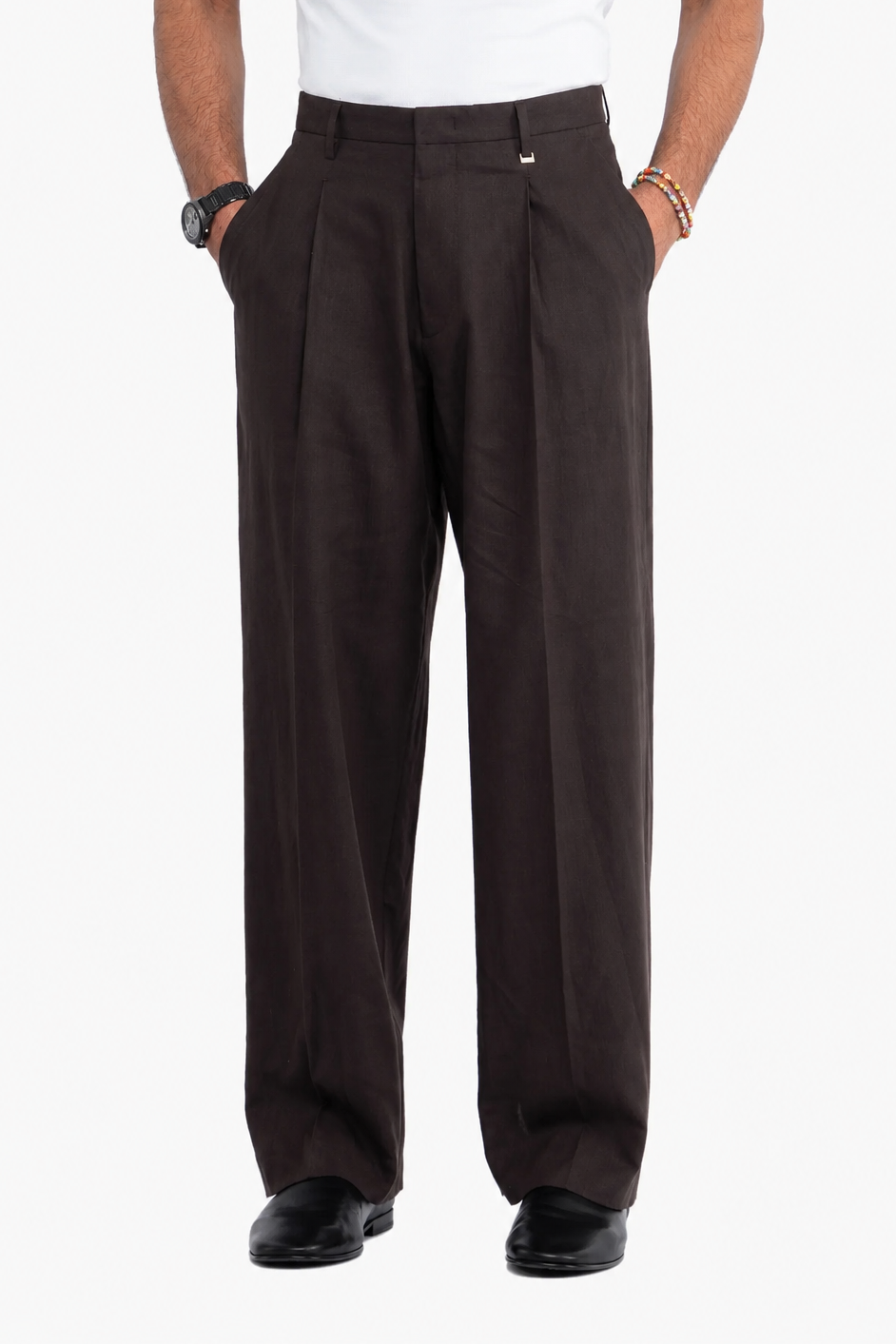 PANTALONE GAMBA AMPIA IN LINO
