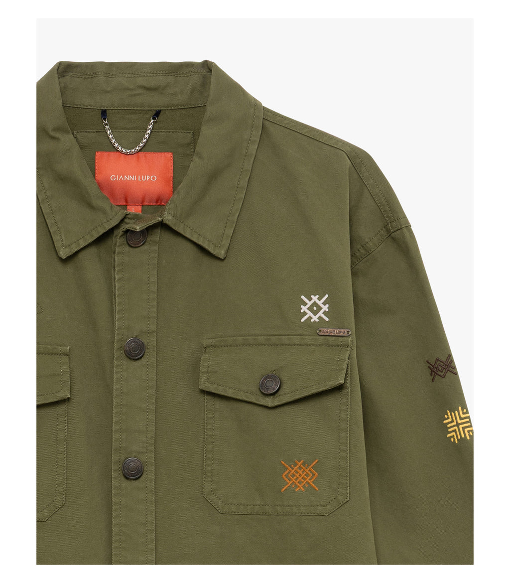 OVERSHIRT CON RICAMI MILITARY