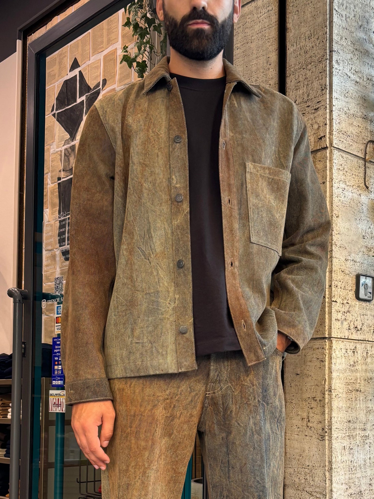 CAMICIA IN DENIM LAVATO EFFETTO RUGGINE