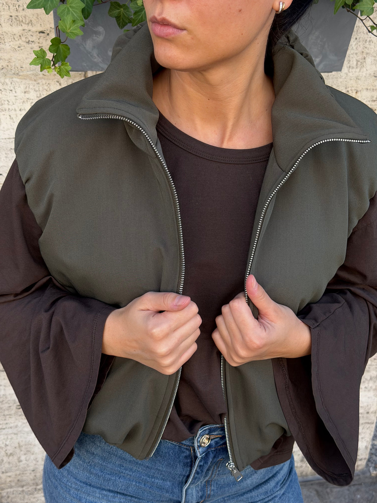 GILET MILITARE CROPPED