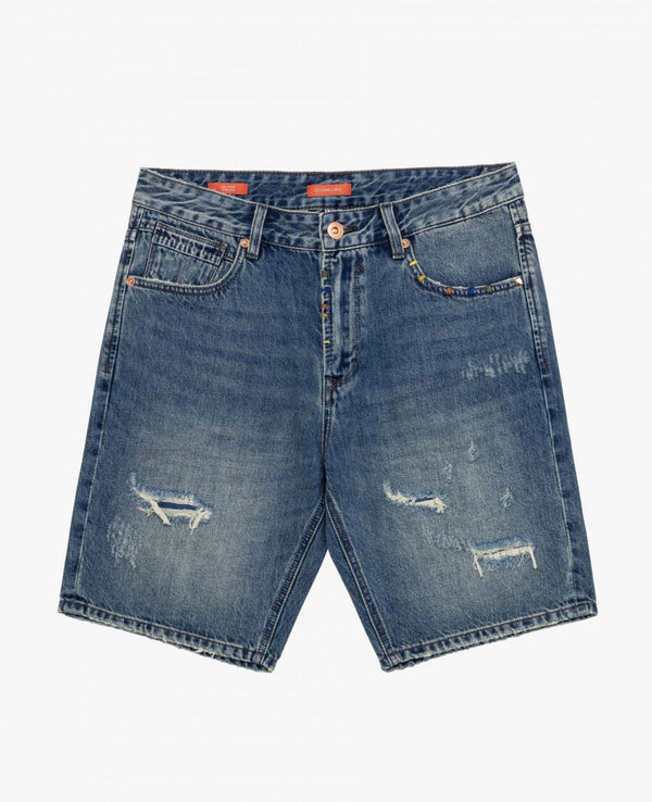 RIPPED DENIM BERMUDA SHORTS