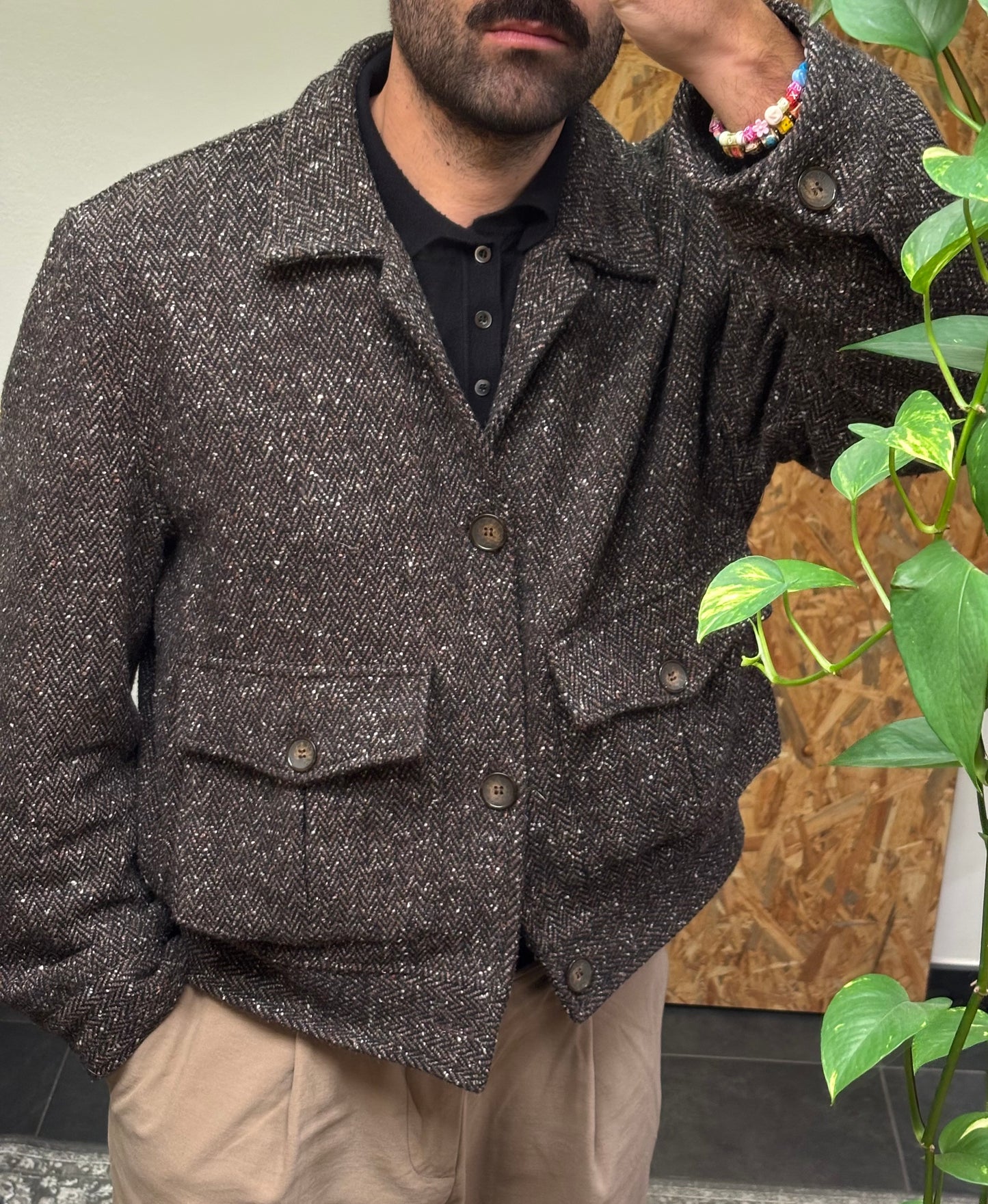 GIACCA IN LANA E SETA CON TASCONI