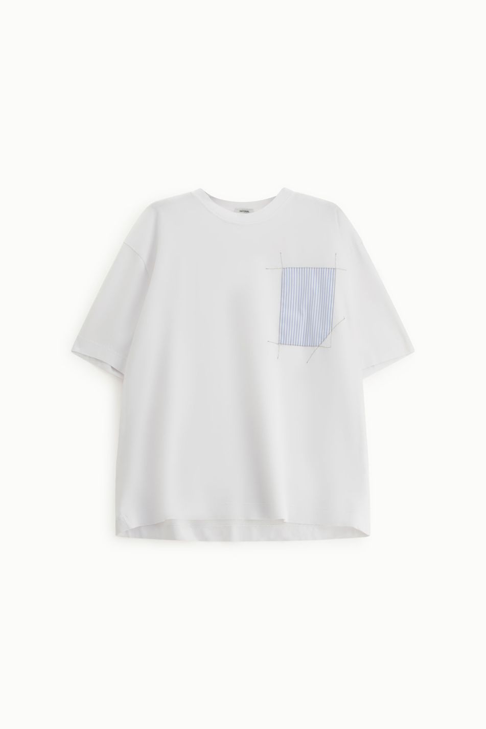 T-SHIRT A MANICHE CORTE CON TASCA A RIGHE