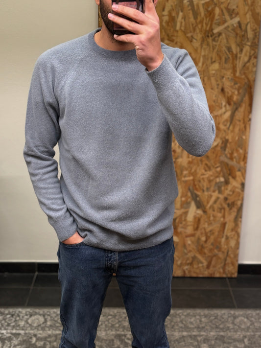 Maglia paricollo lana azzurro